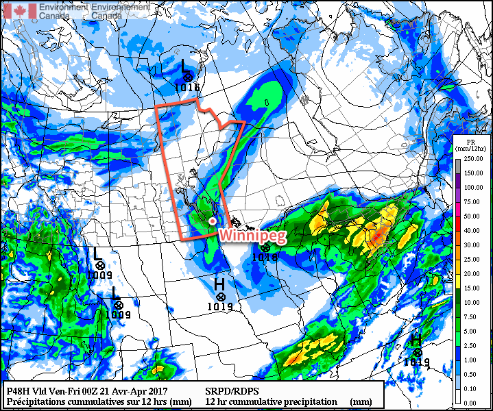 Showers are likely across the Red River Valley on Thursday